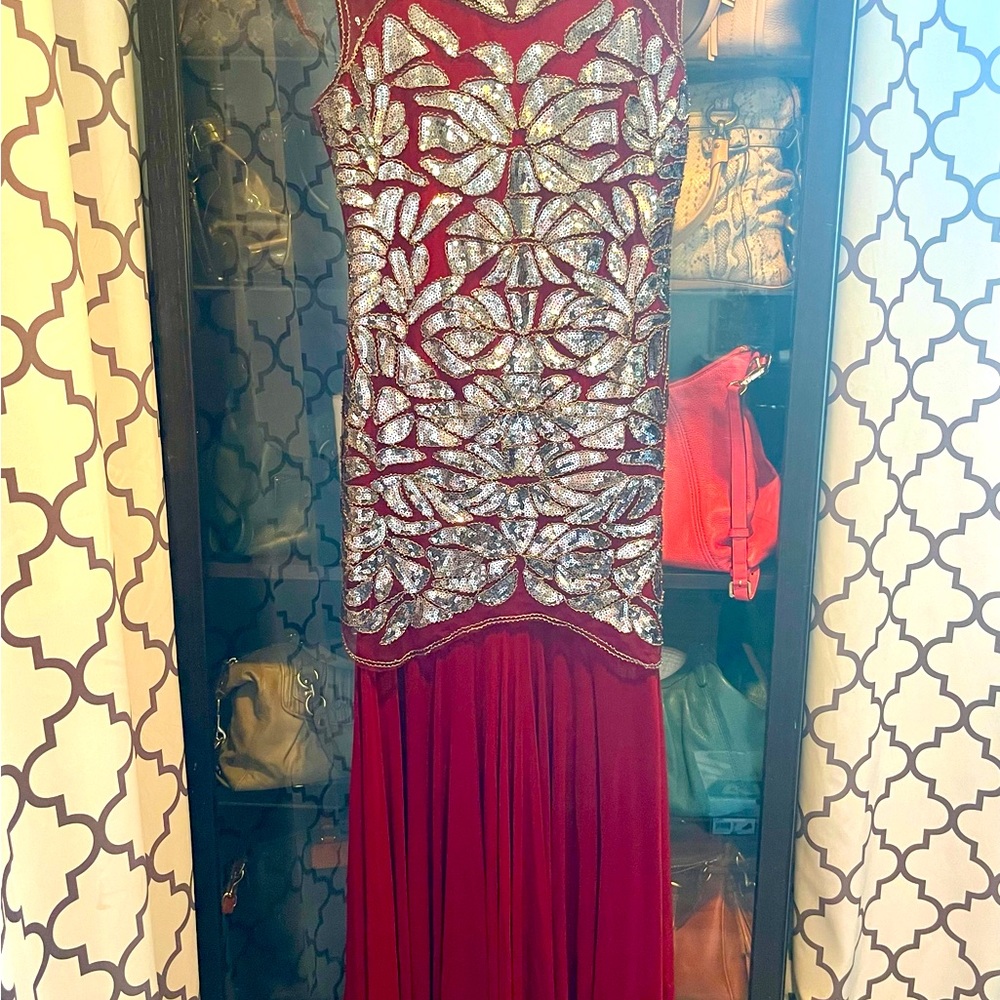 Burgundy Party Wedding Dress- Size Large